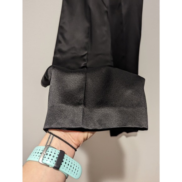 100% Pure Silk Black Trousers Pants Boss Babe CEO Fashion - Picture 3 of 10